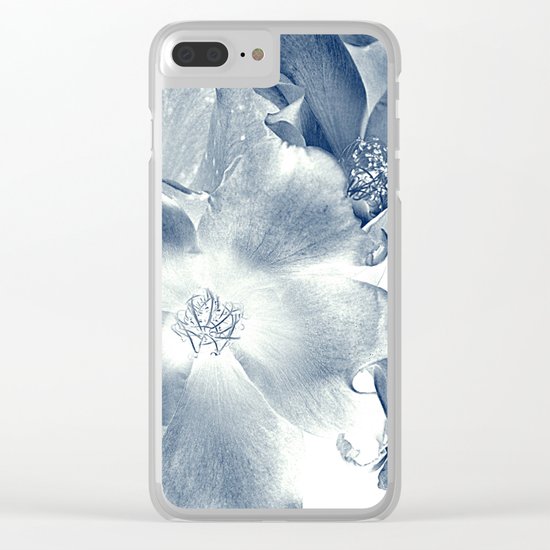 Blue flowers Clear iPhone Case