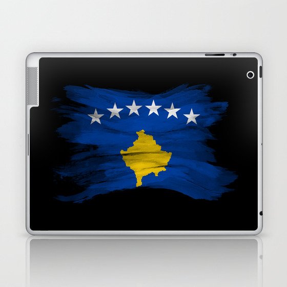 Kosovo flag brush stroke, national flag Laptop & iPad Skin