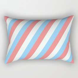 [ Thumbnail: Light Sky Blue, Light Coral, and Mint Cream Colored Lined Pattern Rectangular Pillow ]