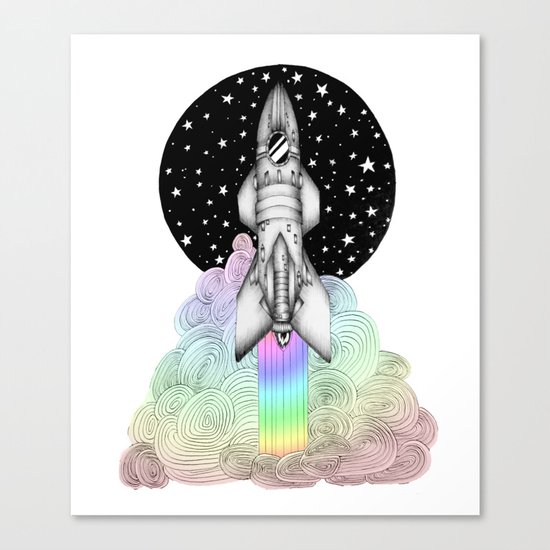 Super Magic Rainbow Dream Rocket Canvas Print