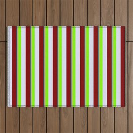 [ Thumbnail: Vibrant Teal, Tan, Chartreuse, Lavender & Maroon Colored Striped/Lined Pattern Outdoor Rug ]