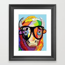 Hipster Bison "Buffalo" Framed Art Print