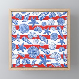 Shells & Stripes - Red, White, & Blue Framed Mini Art Print