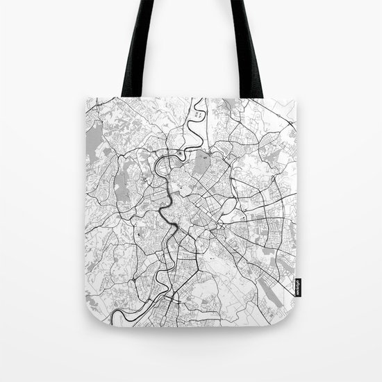 Rome City Map Gray Tote Bag