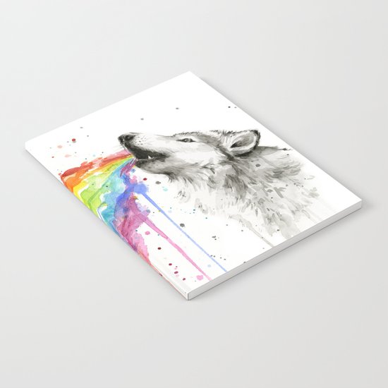 Wolf Rainbow Watercolor Animal Notebook