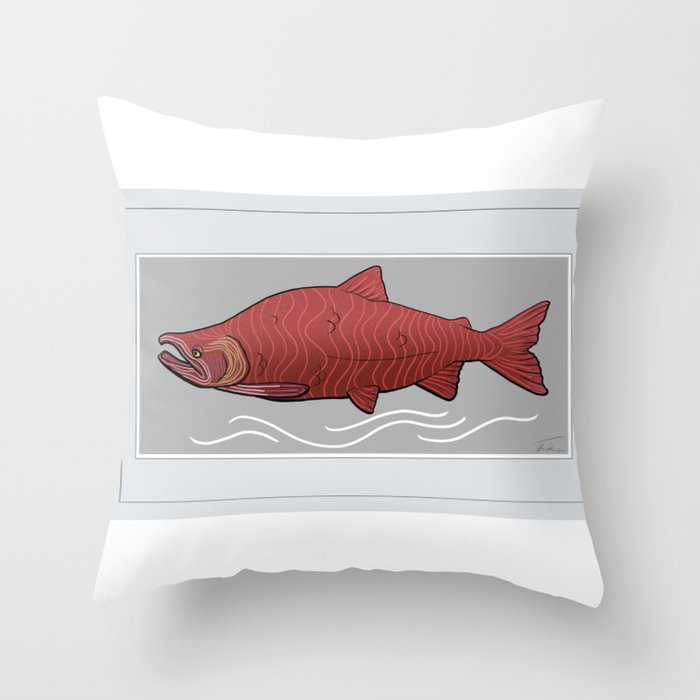Sockeye Salmon Throw Pillow by theodoresart Society6
