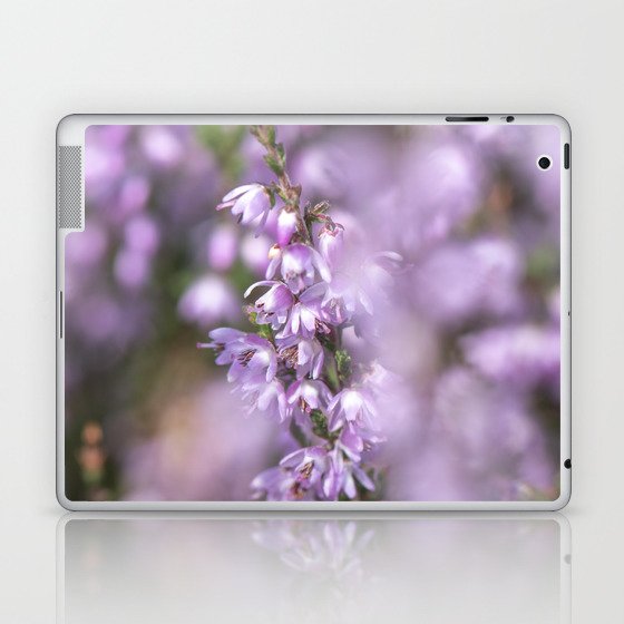 Floral pink purple heather flowers - heath plant nature photography Laptop & iPad Skin