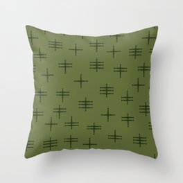 Seamless abstract mid century modern pattern - Dark Olive Green and Green Throw Pillow