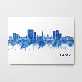 Graz Austria Skyline Blue Metal Print