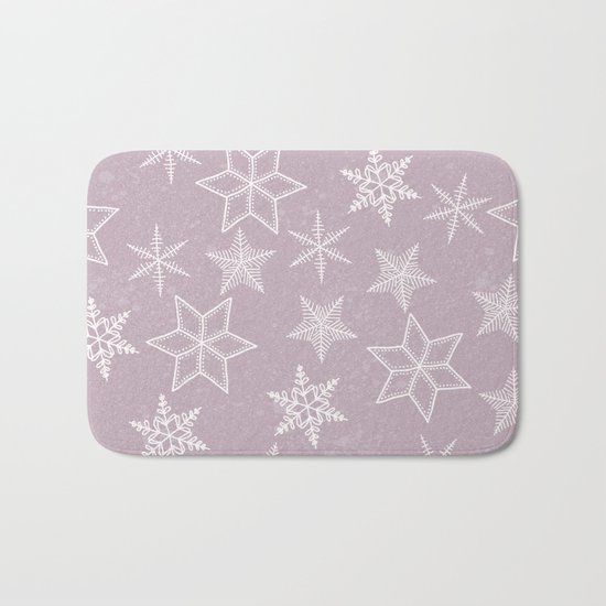 Snowflakes on pink background Bath Mat