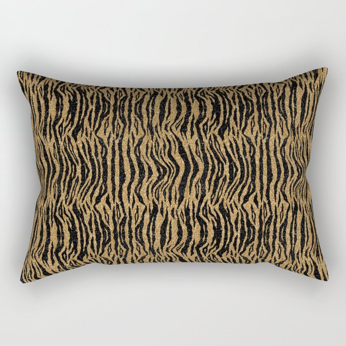 Glitter Digital Look Tiger Print Rectangular Pillow