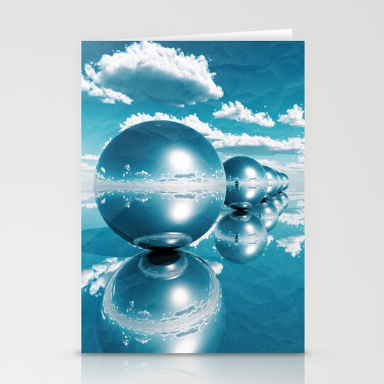 blue spheres in line paper Stationery Cards
