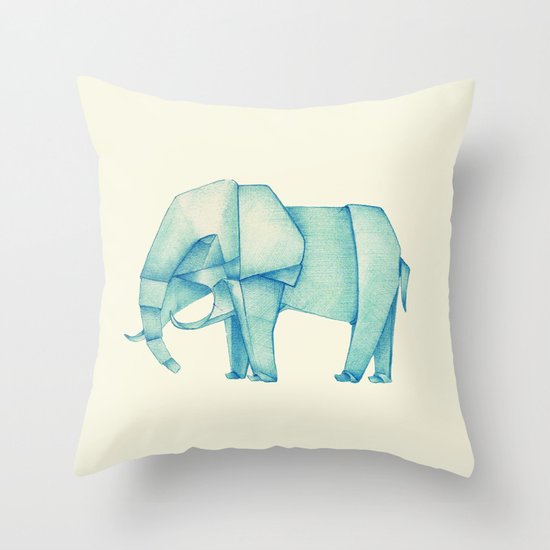 Paper Elephant Throw Pillow