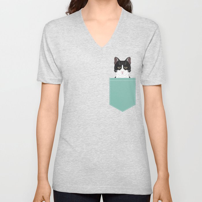 Quinn - Cute black and white cat tuxedo cat gifts for cat lady gift ideas cell phone case with cat V Neck T Shirt