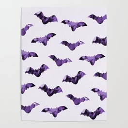 Purple Halloween Bat Print Poster