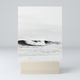 Minimalist Black and White Ocean Wave Photograph Mini Art Print