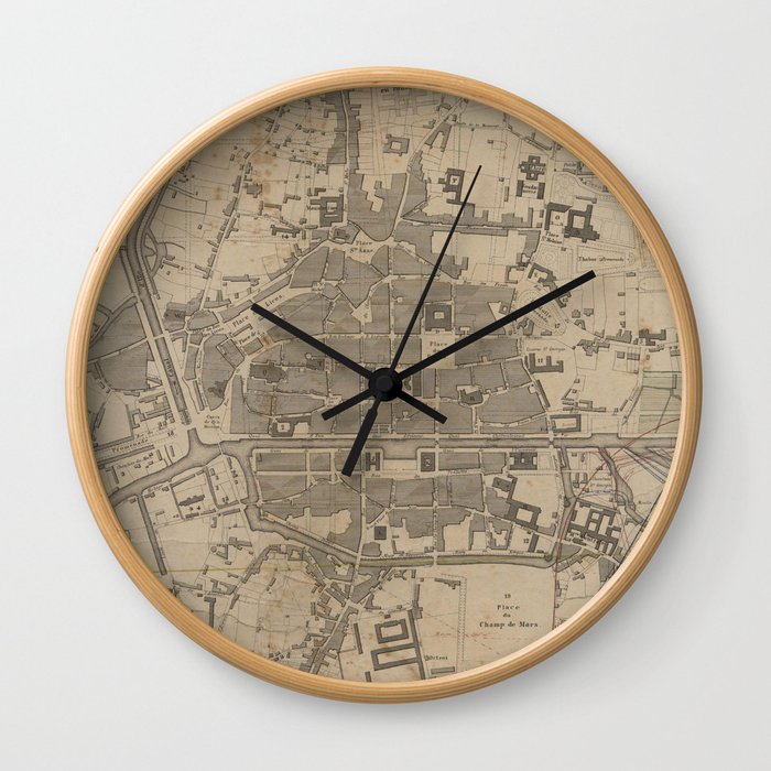 Vintage Map of Rennes France (1855) Wall Clock
