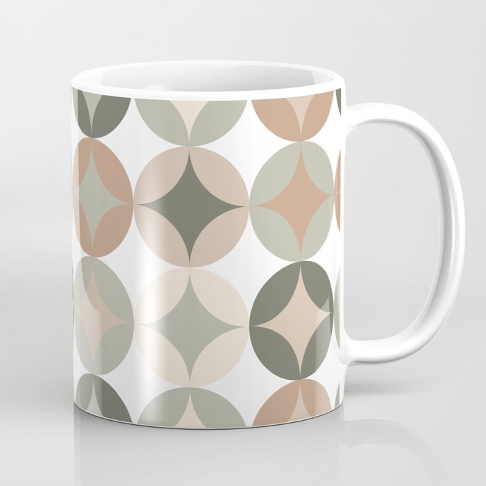 Retro Geometric Pattern Sage Green, Peach and Cream Coffee Mug