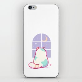 Cute Stargazing Cat Looking Out Window at the Moon & Night Sky  iPhone Skin
