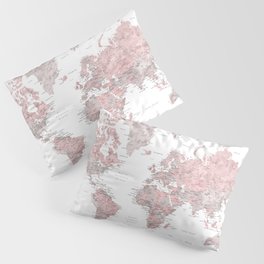 We travel not to escape life, dusty pink and grey watercolor world map Pillow Sham