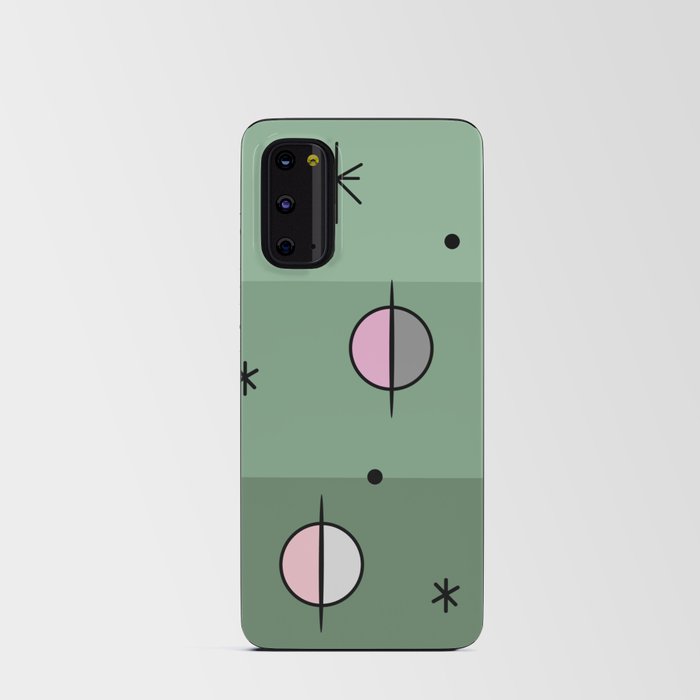 Retro Space Age Planets Stars Sage Green Android Card Case
