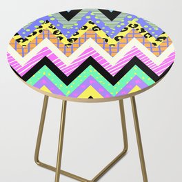 Trendy hipster neon colors geometric chevron Side Table