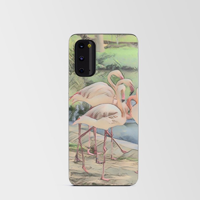 Flamingo Family In Pen And Ink Android Card Case