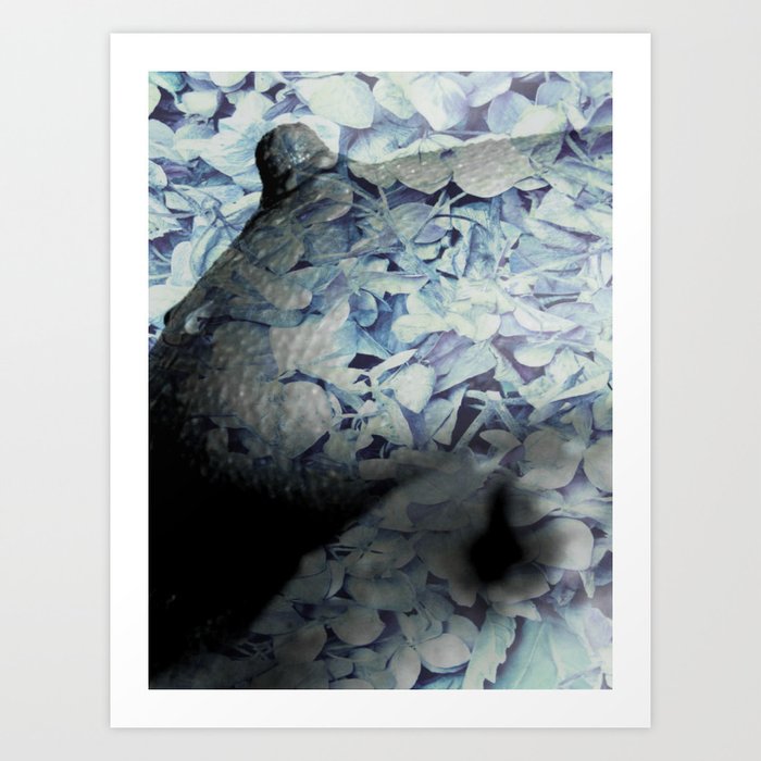 Blue Floral Breasts Art Print