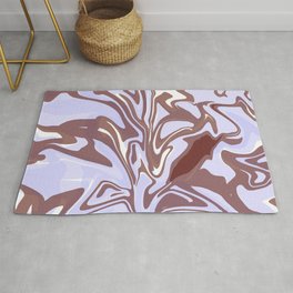 Periwinkle Blue And Rosewood Liquid Marble Abstract Pattern Area & Throw Rug