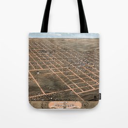 Monmouth- Warren County-Illinois-1869 vintage pictorial map Tote Bag