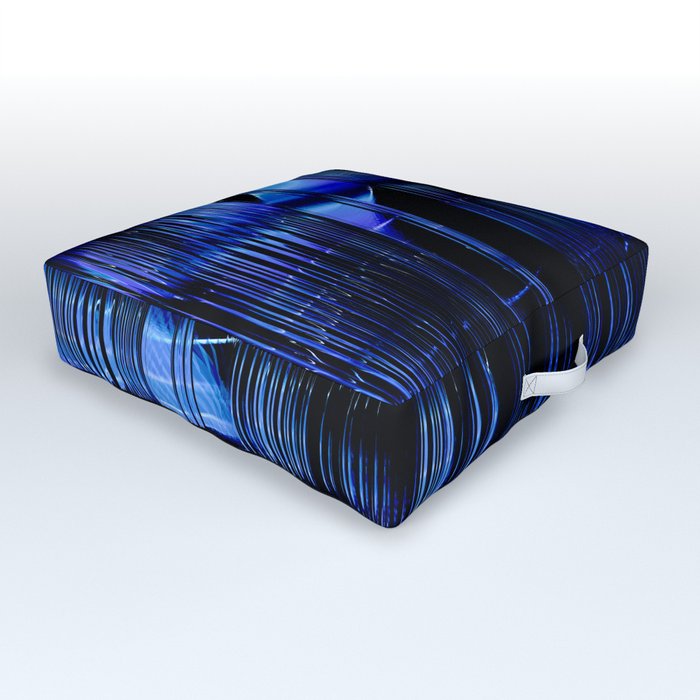 Blue Cyber Black Outdoor Floor Cushion