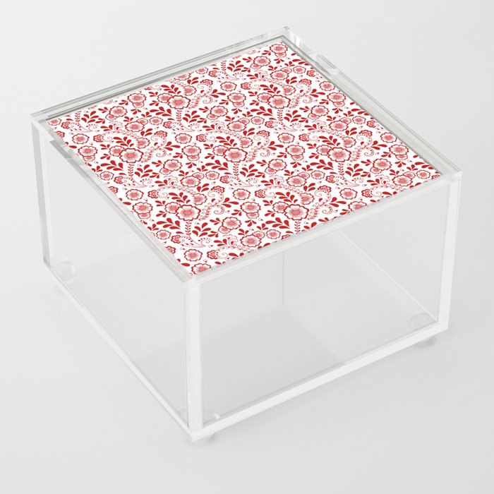 Red Eastern Floral Pattern Acrylic Box