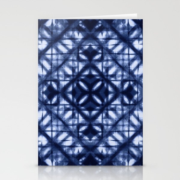 Dark indigo blue diamond squares Stationery Cards