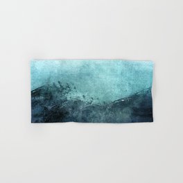 Ocean Blue Watercolor Abstract of Deep Sea Waves in Indigo, Teal, Navy, Aqua, and Midnight Blue. Hand & Bath Towel