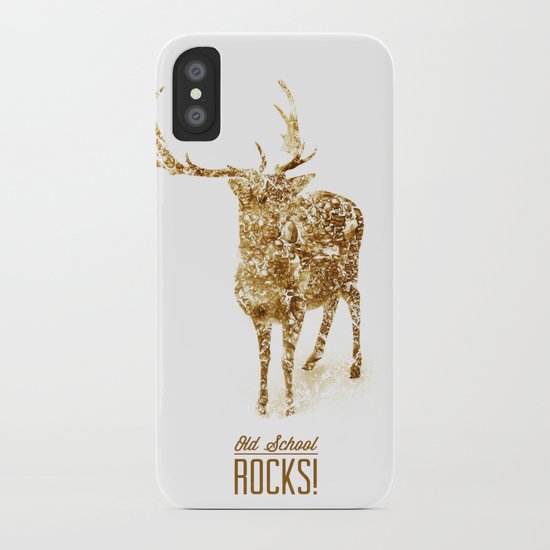 Old School Rocks! Gold Deer Version iPhone Case