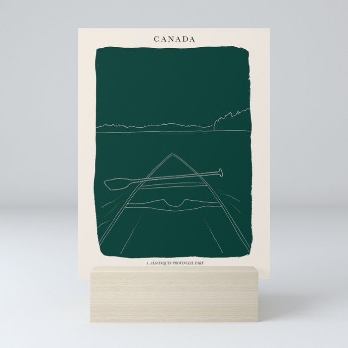 Canada Algonquin Provincial National Park Holiday Line Drawing Art Print  Mini Art Print