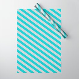 [ Thumbnail: Dark Turquoise and Light Grey Colored Stripes/Lines Pattern Wrapping Paper ]