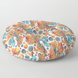 Siamese Fighting Fish – Orange & Blue Floor Pillow