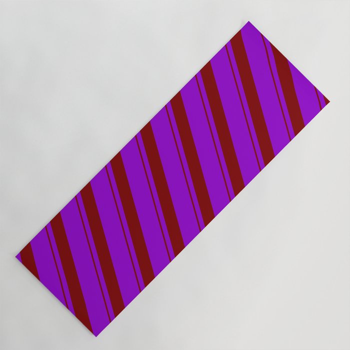 Maroon and Dark Violet Colored Lines/Stripes Pattern Yoga Mat