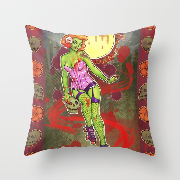 Roller Zombie Throw Pillow