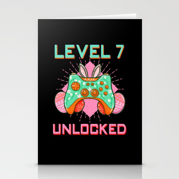 7 Year Old Level Unlock Gamer Game Easter Sunday Stationery Cards