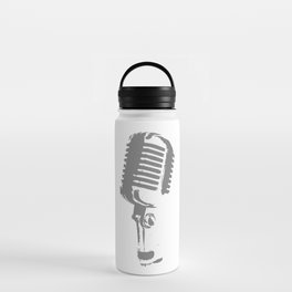 Microphone Silhouette Grey Water Bottle