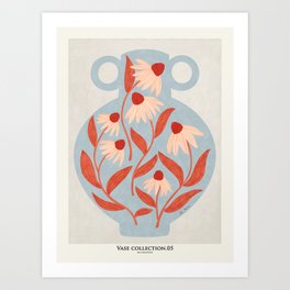 Blue Vase of Daisies Collection Art Print
