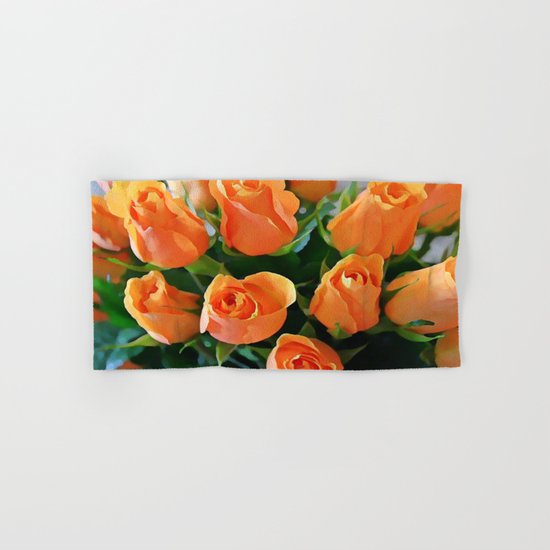 Painterly Bouquet Of Apricot Roses Hand & Bath Towel