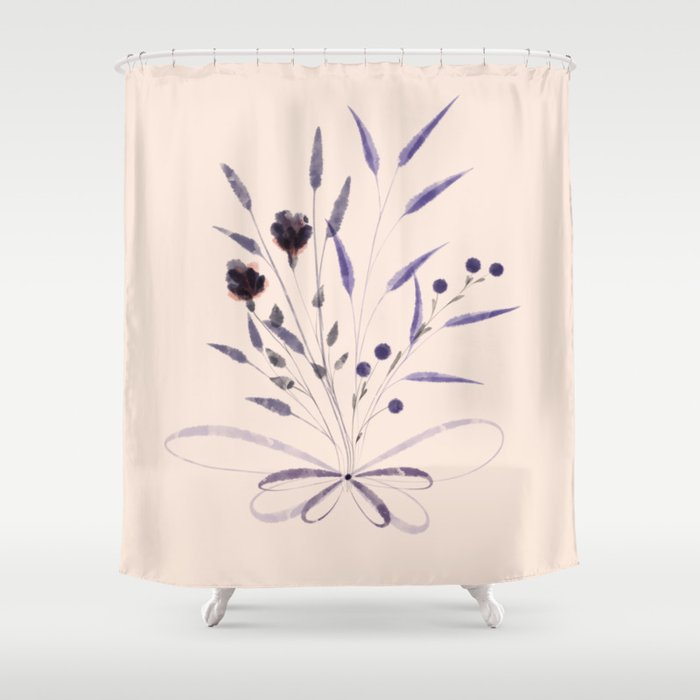 Flowers Bouquet With Purple Roses Shower Curtain