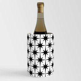 Midcentury Modern Atomic Starburst Pattern in Black and White Wine Chiller