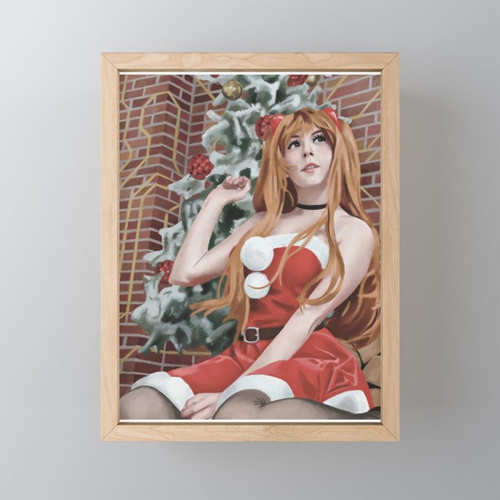 Christmas Asuka Hand Painted Framed Mini Art Print