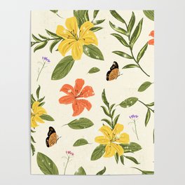 Flowers & Butterflies Poster