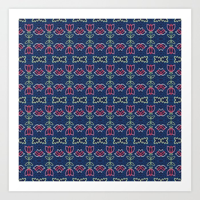 Nyonya style aboriginal tile pattern 05 Art Print