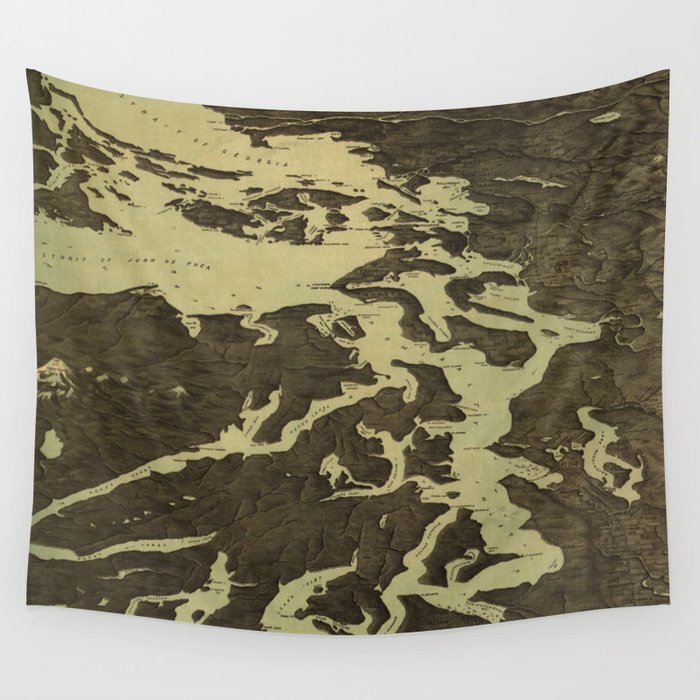 Vintage Map of The Puget Sound (1891) 2 Wall Tapestry